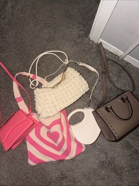 Cream Textured Shoulder Bag - Women Bags
